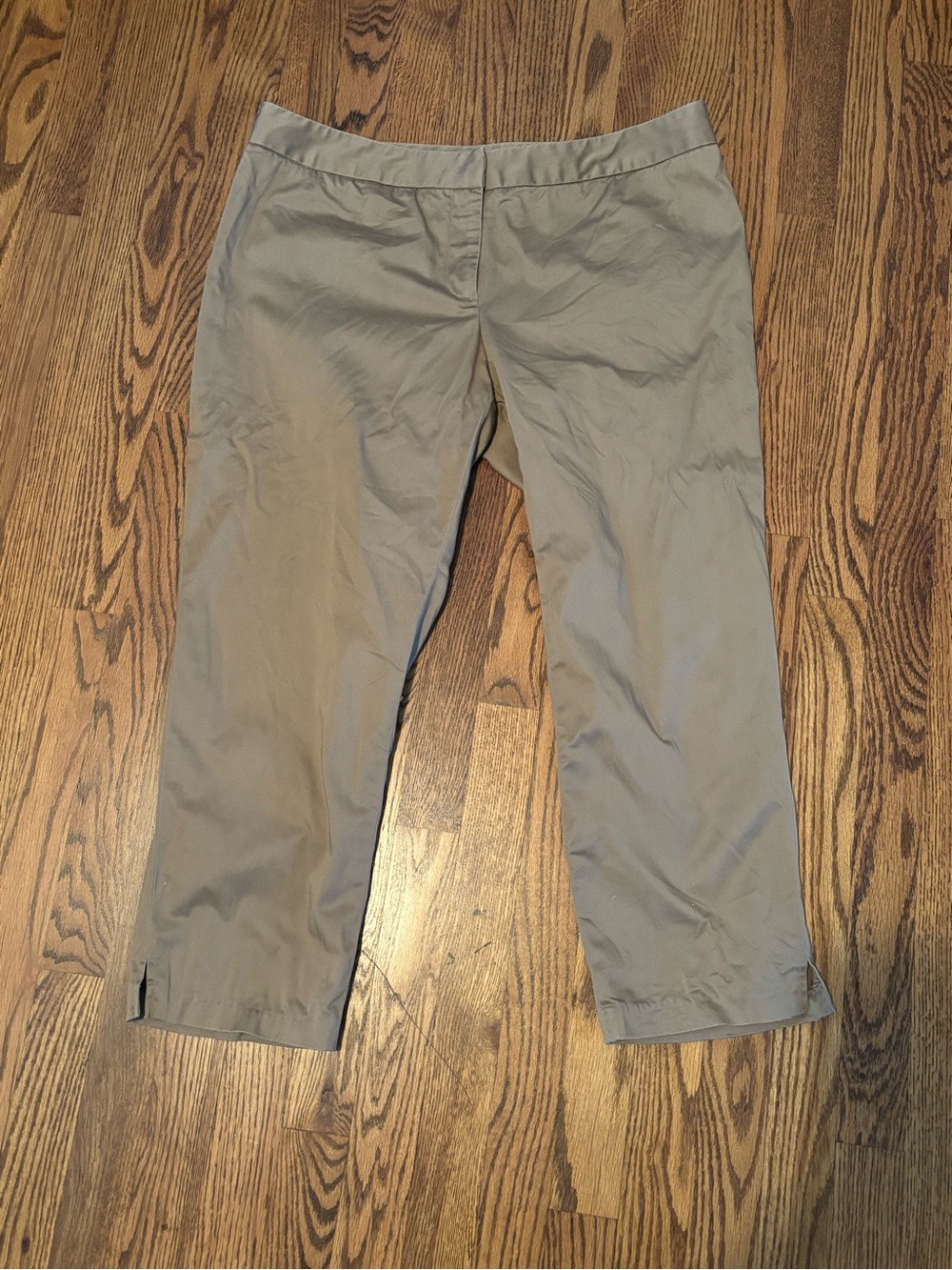 SOJO Khaki Cropped Trousers Pants Flat Front Size 14